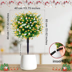 2 Pack 23'' Artificial Xmas Tree,Fake Boxwood Topiary Ball Trees with Spike Outdoor Christmas Decoration,Faux Shrubs Evergreen Blooming Plants Bushes for Urn Filler Porch Potted Entrance Driveway