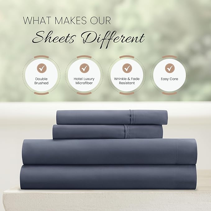 Linen Market Bed Sheets for King Size Bed (Stone) - Sleep Better Than Ever with These Soft and Cooling King Sheets - Deep Pocket Fits 16" Thick Beds - 4 Piece King Sheet Set