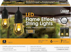 Feit Electric LED String Lights with Flame Bulbs Effect, 12ft Commercial Grade and Shatter Resistant String Lights, 6 Sockets, Linkable, 15,000-Hour Lifetime, SL12-6/FLAME, 7 Bulbs Included