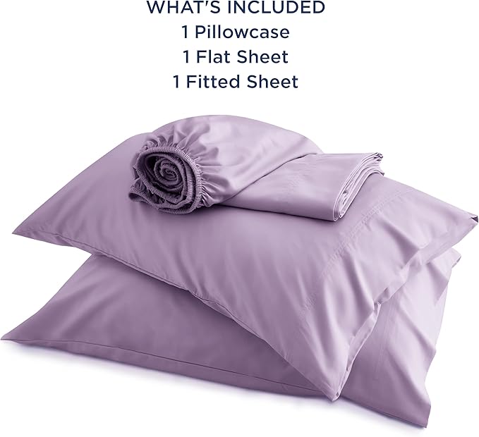 Bedsure King Size Sheets Set, Cooling Sheets for Hot Sleepers, Rayon Derived from Bamboo, Breathable & Soft, Deep Pocket Up to 16 Inches, Hotel Luxury Silky Bedding, Lilac