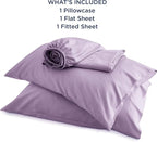 Bedsure California King Sheet Sets, Cooling Sheets for Hot Sleepers, Rayon Derived from Bamboo, Breathable & Soft, Deep Pocket Up to 16 Inches, Hotel Luxury Silky Bedding, Lilac