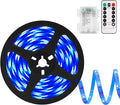 echosari Blue Led Strip Lights Waterproof Battery Operated with Remote, 8 Modes, Dimmable, Timer, Self-Adhesive, Cuttable, 3M 90Led Battery Strip Led Light for Indoor Outdoor Decor