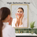 48x30 Inch Gold Bathroom Mirrors for Over Sink, Rectangle Vanity Mirror, Metal Framed Mirrors for Wall, Tempered Glass, Anti-Rust,Wall Mounted Horizontal/Vertical
