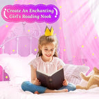 South to East Princess Bed Canopy with Glowing Stars, Pink Canopy for Girls' Room, Bed Canopy Curtains from Ceiling for Twin & Full Size Beds, Ideal Gift, Fire Retardant Fabric