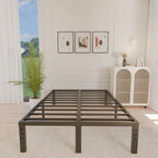 ALDRICH 14 Inch Metal Bed Frame Queen Size - Double Black Basic Steel Slats Platform, Easy Assembly Heavy Duty Noise Free Bedframes, No Box Spring Needed
