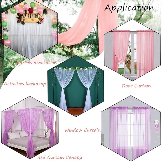Akiky Ivory Canopy Bed Curtains with Lights 8 Panel Canopy Curtains Drapes for King Size Bed Large Rod Pocket Sheer Canopy Bed Drapes