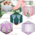 Akiky Ivory Canopy Bed Curtains with Lights 8 Panel Canopy Curtains Drapes for King Size Bed Large Rod Pocket Sheer Canopy Bed Drapes