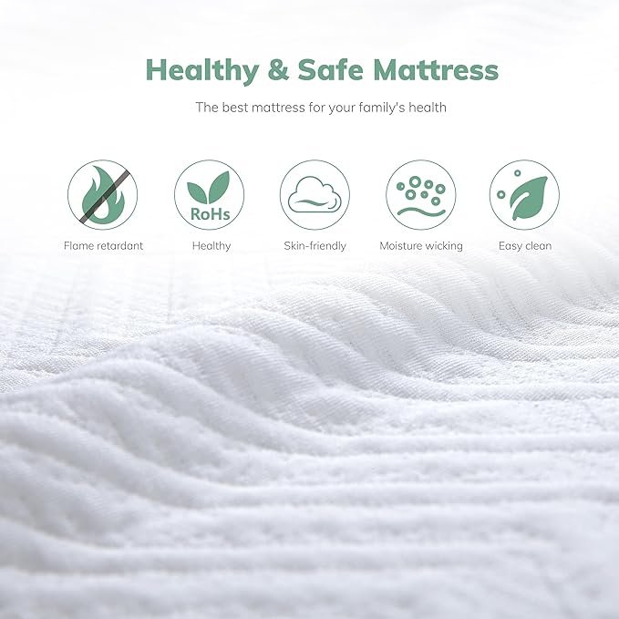 EGO 6 Inch Twin Mattress - Green Tea Memory Foam, Cooling Gel, Fiberglass-Free, CertiPUR-US Certified, for Kids, Bunk Beds, Trundle & Daybeds