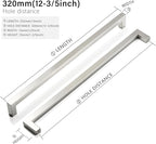 Cabinet Pulls Brushed Nickel Cabinet Handles Square Drawer Pulls, 40 Pack 12-3/5 Inch Stainless Steel Kitchen Door Cupboard Handles, Cabinet Hardware Drawer Handles, 320mm Hole Centers