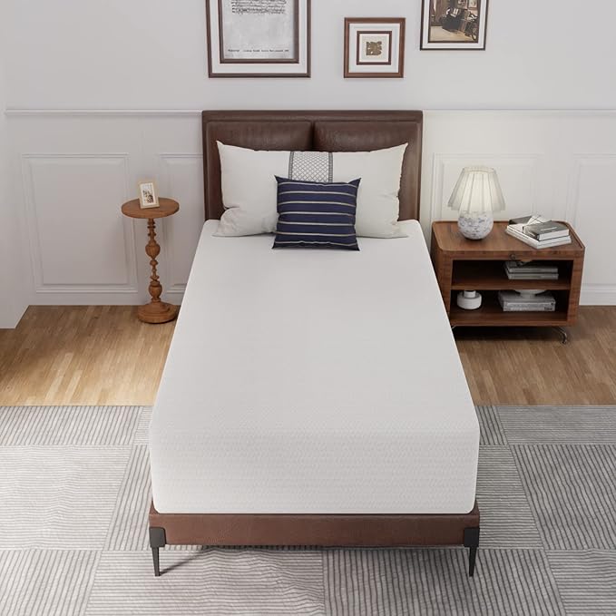 PayLessHere 12 Inch Green Tea Memory Foam Mattress,Bed-in-a-Box Medium Firm Mattress CertiPUR-US Certified Breathable Bed Mattress for Cooler Sleep Supportive & Pressure Relief,Twin