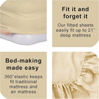 Bedecor Air Bed Sheets for Mattress Cover Removable Bed and Elastic Band Super Soft and Breathable & Deep up to 21" Beige Twin XL