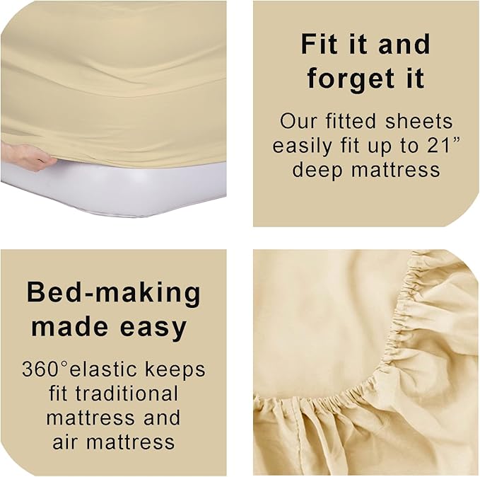 Bedecor Air Bed Sheets for Mattress Cover Removable Bed and Elastic Band Super Soft and Breathable & Deep up to 21" Beige King