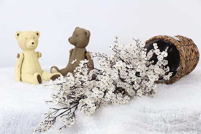 20pcs Babys Breath Artificial Flowers Gypsophila Bouquet Bulk Fake Spring Silk Small Flowers Real Touch Faux Floral for Home Bedroom Kitchen Garden Wedding Christmas Party DIY Decor (White)