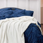 Bedsure GentleSoft Sherpa Fleece Throw Blanket for Couch - Thick and Warm Throw for Women and Men, Soft Fuzzy Plush Blanket for Winter, White, 50x60 Inches