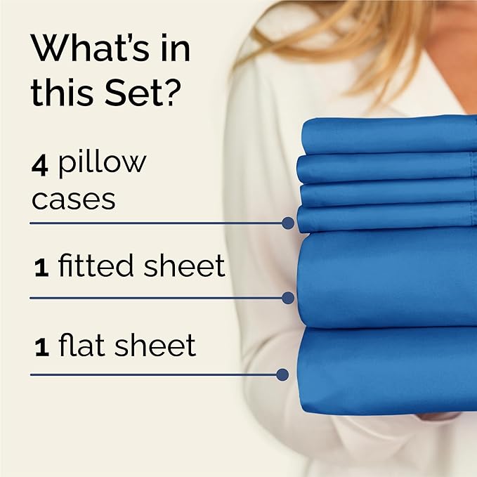 King 6 Piece Sheet Set - Comfy Breathable & Cooling - Ultra-Soft Hotel Luxury Bedding Set with 8-16 Inch Deep Pockets - 1 Flat & 1 Fitted Sheet & 4 Pillowcases - Wrinkle Free & Easy Care - Royal Blue
