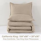 Litanika Khaki California King Comforter Set - 3 Pieces Cal King Lightweight Soft Solid Bed Comforter, Oversized All Season Down Alternative Bed Set (104x96In, 2 Pillowcases)