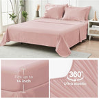 HYMOKEGE Rose Gold Twin Comforter Set Seersucker 5 Pieces, All Season Luxury Bed in a Bag Queen for Bedroom, Bedding Set with Comforter, Sheets, Pillowcase & Sham