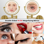 Hardwired Lighted Magnifying Makeup Mirror Wall Mount Gold, 1/5X Double Sided Vanity Mirror Bathroom, Touch Dimming, 360 Rotation Extension Arm Shaving Light up Mirror, Brushed Moderne Brass
