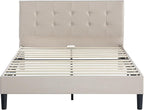 ZINUS Ibidun Upholstered Platform Bed Frame, Mattress Foundation, Wood Slat Support, No Box Spring Needed, Eco Friendly WonderBox (TM), Easy Assembly, Soft Beige, Queen