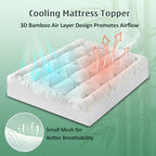 DOWNCOOL 3 Inch Memory Foam Mattress Topper Queen – Cooling Pillow Top Mattress Topper for Back Pain Relief, with Bamboo Viscose Air Layer, 1700 GSM Fill, Deep Pocket Fits 8–21 Inch