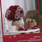 Geosar 8 Bundles Artificial Peonies Flowers Fake Silk Peony Bouquet Faux Peonies Flowers Bulk for Decoration Vase Floral Arrangements Wedding Party Table (Wine Red,Gray)