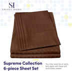 Dobby Stripe Queen Sheets - 6 Piece 1500 Supreme Collection Fine Brushed Microfiber Deep Pocket Queen Sheet Set Bedding - 2 Extra Pillow Cases, Great Value, Queen, Dobby Coffee