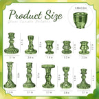 Mumufy 10 Pcs Glass Crystal Taper Candle Holders Clear Glass Candlestick Holder Fit 0.8 Inch Candles Crystal Decorative Candle Stand Centerpiece Table Wedding Dining Party (Classic,Green)