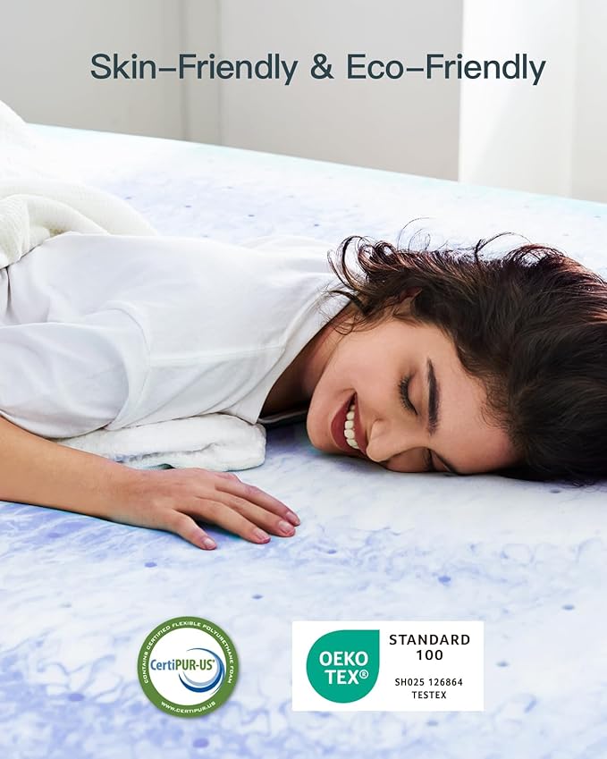 PERLECARE 3 Inch Memory Foam Mattress Topper Full, Cooling Gel Infused Mattress Pad, Ventilated Bed Topper for Pressure Relief Back Pain, CertiPUR-US Certified
