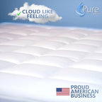 Full Mattress Topper & Mattress Pad Protector in One Quality Plush Luxury Down Alternative Pillow Top Make Your Bed Luxurious 18" Deep Pockets White