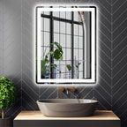 28x36 LED Bathroom Mirror with Front and Backlight, Anti-Fog, Dimmable, Lighted Bathroom Vanity Mirror for Wall, Shatter-Proof Led Mirror for Bathroom, Tempered Glass(Horizontal/Vertical)