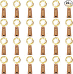 24 Pack 20 LED Wine Bottle Cork Lights, Fairy Mini String Lights Copper Wire, Battery Operated Starry Lights for DIY, Christmas, Halloween, Wedding, Party, Indoor&Outdoor (24 Pack, Warm White)