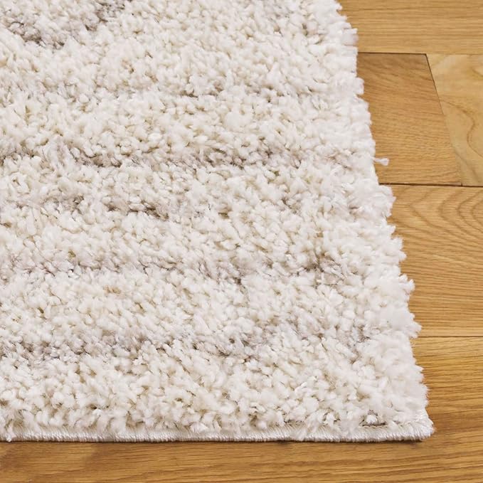 SAFAVIEH Arizona Shag Collection Area Rug - 6' x 8', Ivory & Beige, Moroccan Design, Non-Shedding & Easy Care, 1.6-inch Thick, Ideal for The Living Room, Dining, Bedroom (ASG741A)