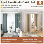 Room Divider, No Drilling Curtain Rod for Room Separation, 4-10ft (H) 28-70inch(W) Adjustable Heavy Duty Floor to Ceiling Partitions, Portable Hanging Wall Dividers Space Separator Window Rods White