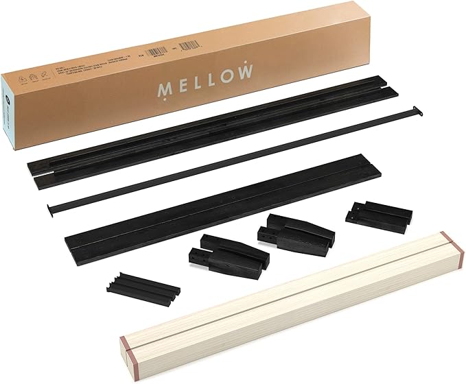 Mellow Naturalista Classic 12 Inch Solid Wood Platform Bed with Wooden Slats, King, Black