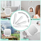 FASCINATE 20X Magnification Rechargeable Travel Makeup Mirror, 7" Lighted Portable Vanity Mirror with 3 Colors Lighting & Stepless Dimming, Double Sided LED Mirror, Gift for Women (White)