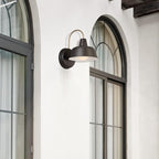 Design House Mason Barn Light Indoor/Outdoor Wall Mount Modern Industrial Farmhouse Wall Light for Patio, Garage, Bathroom, Office, Kitchen, 8-Inch, Matte Black and Gold, 588285