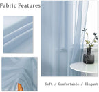 DUALIFE Dusty Blue Curtains 120 Inches Extra Length for Living Room Decor 2 Panels Set Grommet Look Semi Transparent Sheer Curtains for Bedroom 120 Inch Long 10FT Stone Blue