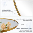 ANDY STAR Gold Round Mirror, Brushed Gold Round Bathroom Mirror, Brass Circle Mirror 32 inch, Modern Vanity Mirror in Stainless Steel Metal Frame for Home Decor, Entryway, Living Room