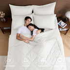 HEVUMYI Ivory Twin-XL Comforter Set - 5-Piece All Season Bed in a Bag Twin-XL, Ultra Soft Bedding Set with Comforter, Flat Sheet, Fitted Sheet, Pillowcases, Pillow Shams