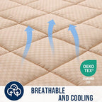OLANLY King Quilted Fitted Mattress Pad – Soft Pillow Top Mattress Topper, Down Alternative Fill, Cooling Comfort Breathable Mattress Cover, Machine Washable Deep Pocket Mattress Protector, Beige