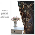 Cool Norse Viking Theme Curtains,Fantasy Ancient Symbols Wildlife Wolf Nordic Vikings Window Drapes Thermal Insulated Rod Pocket Blackout Drapes for Bedroom 2 Panels 63L x 36W