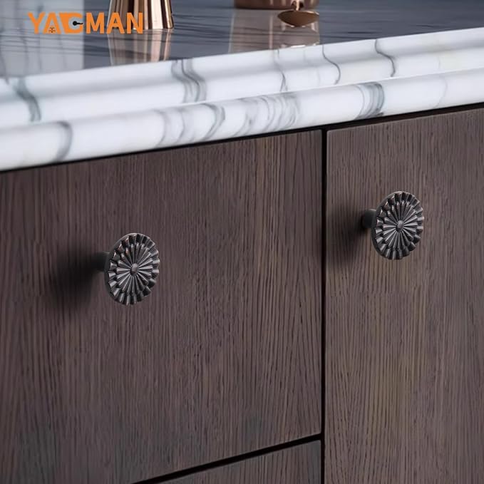 Oil Rubbed Bronze Cabinet Knobs 10 Pack Round Sunflower Dresser Drawer Hardware Furniture Cupboard Handles for Bathroom Single Hole Knob Kitchen SH-ORB-K10