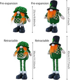 Standing St.Patrick's Day Gnome Plush Doll with Retractable Legs Nordic Scandinavian Swedish Dwarf Gnome Figurines Wearing Glitter Clothes & Black Boots Lucky Green Shamrock Irish Table Decor (B)