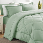 CozyLux Full Size Comforter Sets Sage Green - 7 Pieces Bed in a Bag Full, Luxury Soft Bed Set for All Seasons, Bedding Set with Down Alternative Comforter, Sheets, Pillowcases & Shams