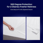 California Design Den 100% Waterproof Zippered Mattress Encasement Twin XL - 6 Sided Protection - Premium Quality, Breathable and Durable Twin XL Mattress Cover (White)