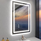24x36 Inch Bathroom Mirror with Lights, LED Vanity Mirror for Bathroom Wall Mounted with Threefold Brightness by 2 Front Lights & 1 Backlit, Anti-Fog, Stepless Adjusted, Unbreakable Tempered Glass
