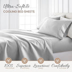 Linen Market Double-Brushed Microfiber California King Sheet Set 4 Piece – Oeko-TEX Certified Ultra Soft & Wrinkle-Free - 16" Deep Pocket Sheets Easy Care Cal-King Size - Light Gray