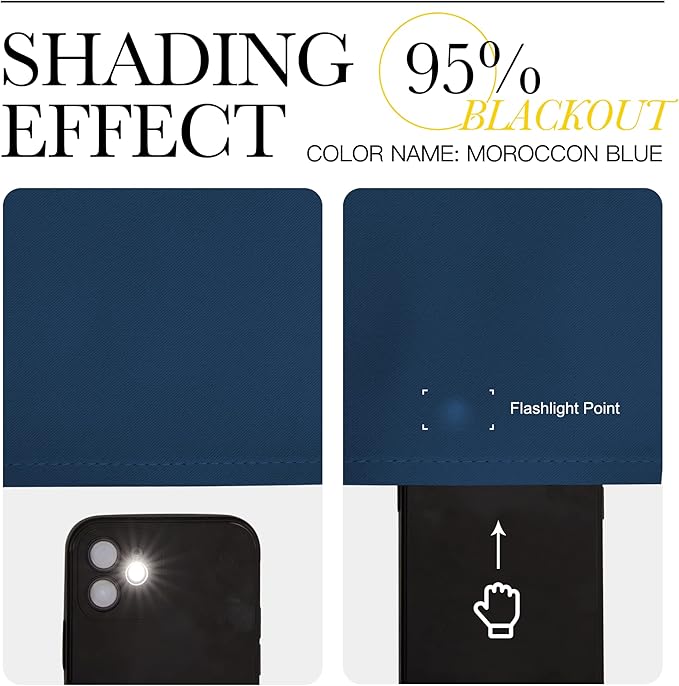 NICETOWN Moroccan Blue Blackout Curtains 108" Long for Office, 55" Wide, 2 Pieces, Dining Room, Guest Room, Sound Reducing Heat and Cold Block Curtain Panels for Modern Room Decorative