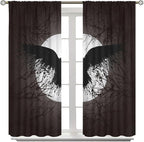 Cool Raven Print Curtains for Bedroom - Vintage Nordic Viking Theme Dead Tree Crow Full Moon Window Treatment,Energy Saving Thermal Insulated Rod Pocket Bedroom Blackout Curtains 2 Panels 72L x 31.5W