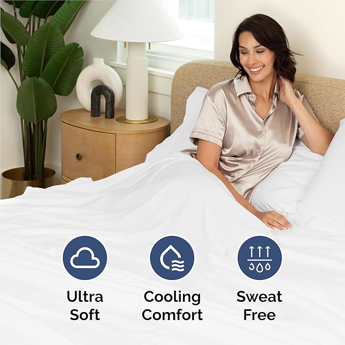 Twin XL 4 Piece Sheet Set - Comfy Breathable & Cooling - Ultra Soft Hotel Luxury Bedding Set w/ 8-16 Inch Deep Pockets - 1 Flat & 1 Fitted Sheet & 2 Pillowcases - Wrinkle Free and Easy Care - White
